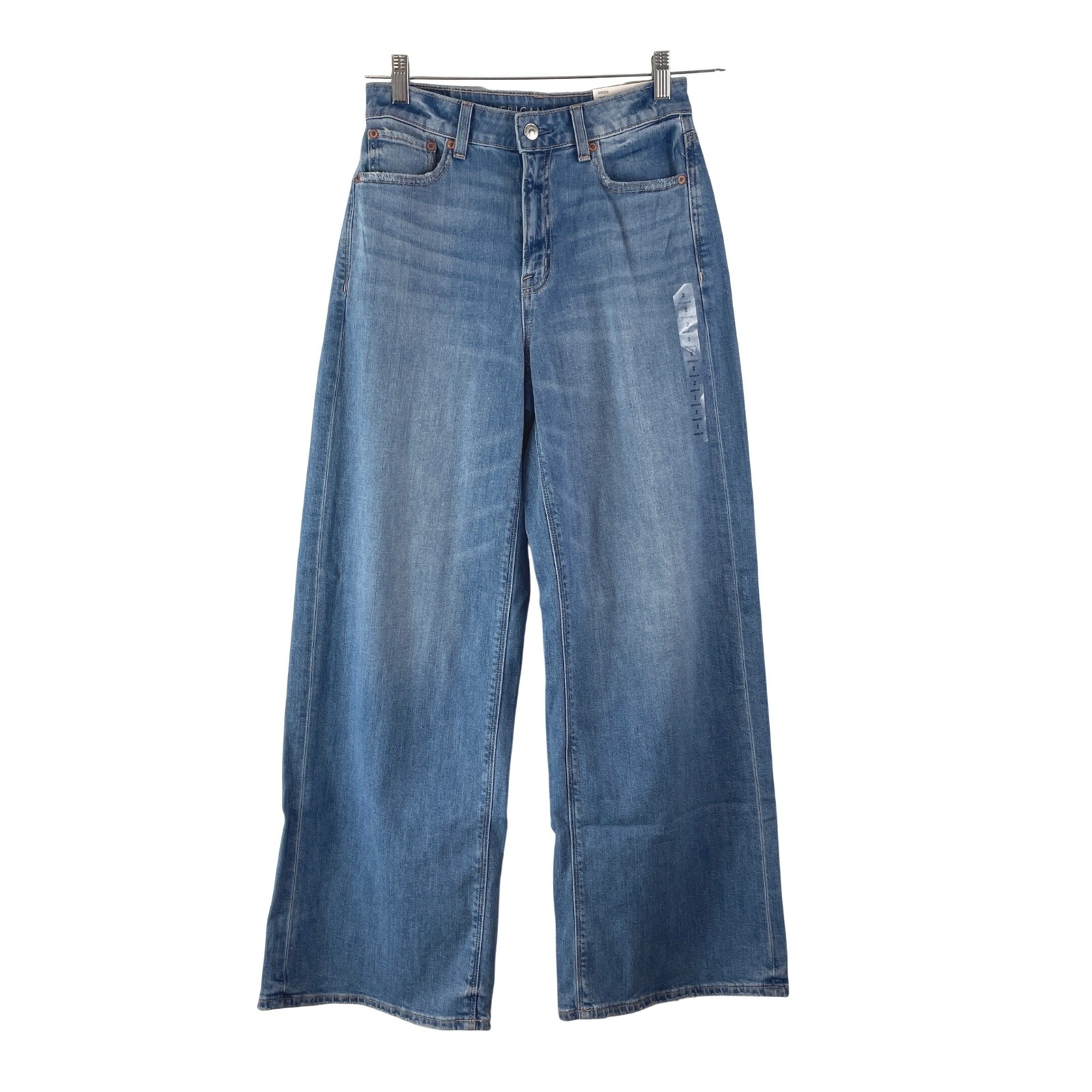 American Eagle Baggy Wide Leg Jeans Womens 2 Blue Super High-Rise Dreamy Drape